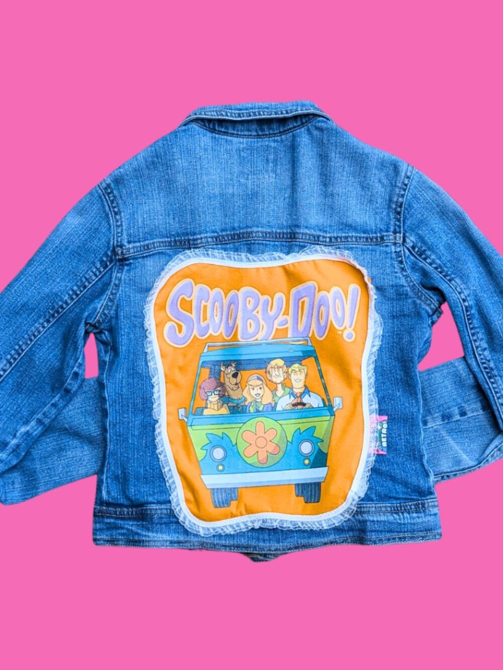 Scooby-Doo Upcycled T-Shirt Denim Jacket Size XL (smaller fit)